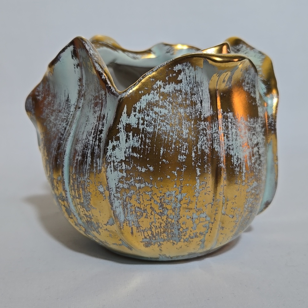 Stangl Vintage 1960s Hand Painted Antique Gold Tulip Vase 5144 MCM Regency‎